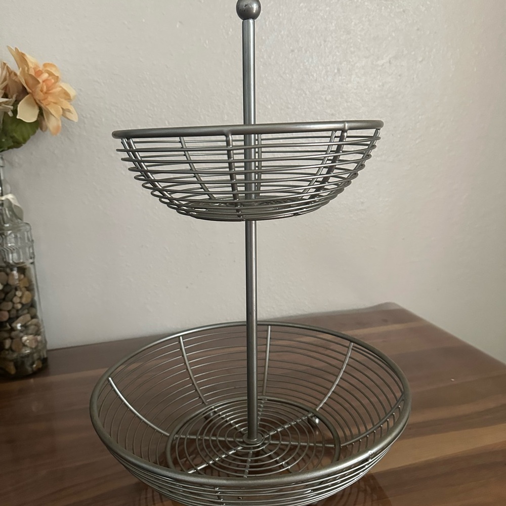 Two-Tier Silver Wire Basket
